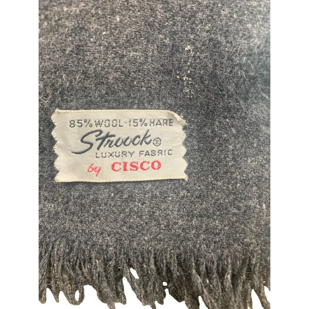 STROOCK Scarf Unisex One Size Gray Wool Hare Blend Fringe Luxury Winter 47in